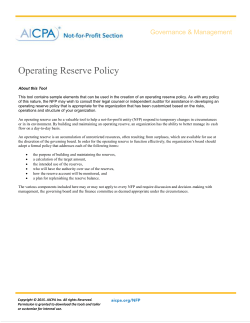 Not-for-Profit Operating Reserve Policy