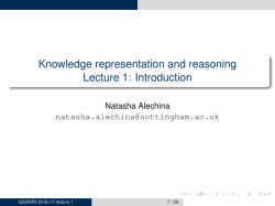Knowledge representation and reasoning Lecture 1