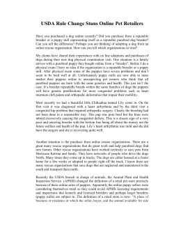 USDA Rule Change Stuns Online Pet Retailers