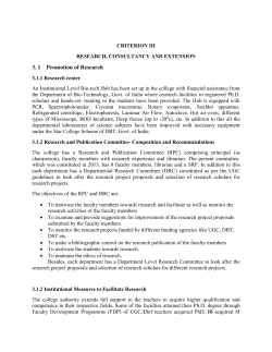 CRITERION III RESEARCH, CONSULTANCY AND EXTENSION 3. 1