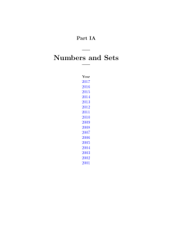Numbers and Sets