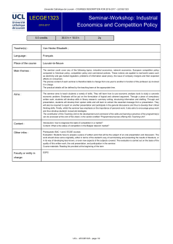 Seminar-Workshop: Industrial Economics and Competition Policy