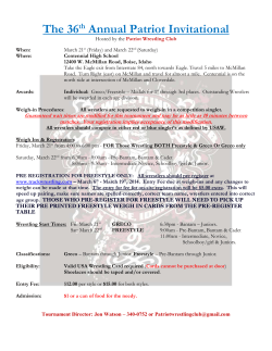 PRE REGISTRATION FOR FREESTYLE ONLY: All wrestlers should