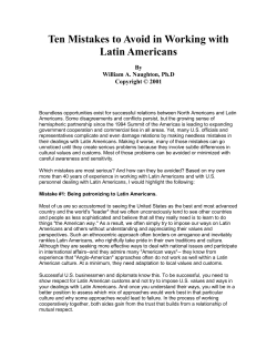 Ten Mistakes to Avoid in Working with Latin Americans