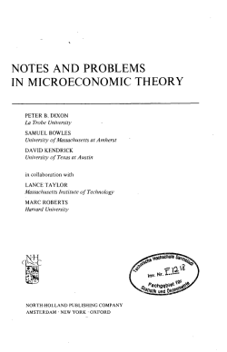 NOTES AND PROBLEMS IN MICROECONOMIC THEORY