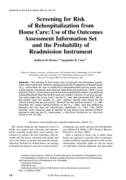Screening for risk of rehospitalization from home care: Use of the