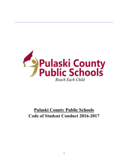Pulaski County Public Schools Code of Student Conduct 2016-2017