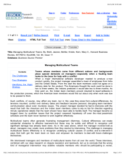 Managing Multicultural Teams