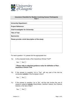 Insurance checklist for studies involving human participants (v. 2.1)