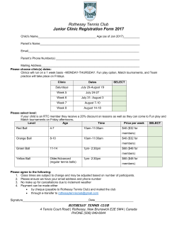 Rothesay Tennis Club Junior Clinic Registration Form 2017