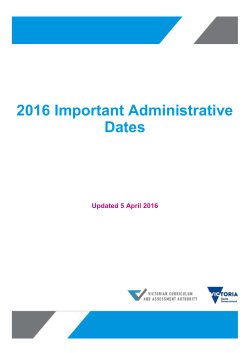 2016 Important Administrative Dates