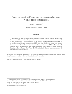 Analytic proof of Pecherskii-Rogozin identity and Wiener