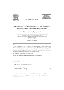 An algebra of differential operators and generating