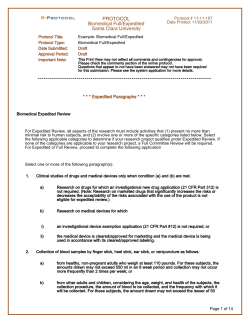 1 PROTOCOL Biomedical Full/Expedited Santa Clara University