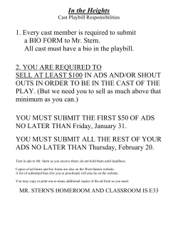 In the Heights 1. Every cast member is required to submit a BIO