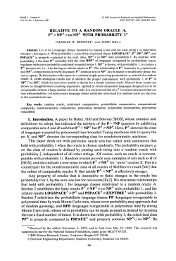 RELATIVE TO A RANDOM ORACLE A, # pA and PSPACEA