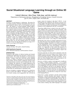 Social Situational Language Learning through an Online 3D Game
