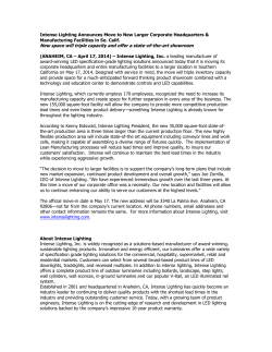 Press Release - Intense Lighting Announces Move