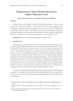 Pragmatism for Mixed Method Research at Higher