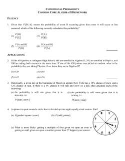 1. Given that ( B | A P means the probability of event B occurring