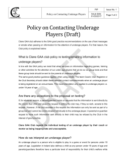 Policy on Contacting UnderAge Players