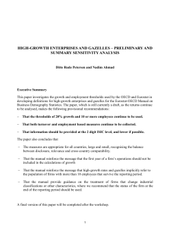 high-growth enterprises and gazelles &ndash; sensitivity analysis