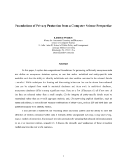 Foundations of Privacy Protection from a Computer Science