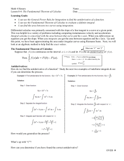 Lesson 8-4: The Fundamental Theorem of Calculus