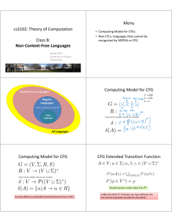 cs3102: Theory of Computation Class 8: Non-Context