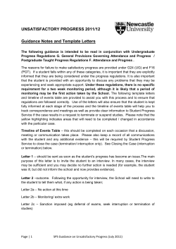 Unsatisfactory Progress Guidance