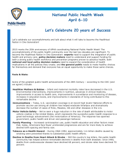 National Public Health Week April 6-10 Let`s Celebrate 20 years of