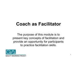 Coach as Facilitator - USAID ASSIST Project