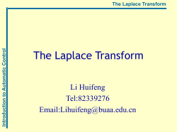 Introduction to Automatic Control The Laplace Transform 解