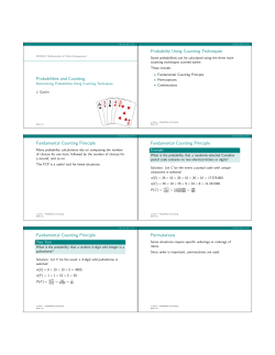 Probabilities and Counting Probability Using