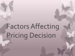 Factors Affecting Pricing Decision