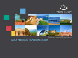 AGSA POSITION PAPER ON mSCOA Reputation promise/mission