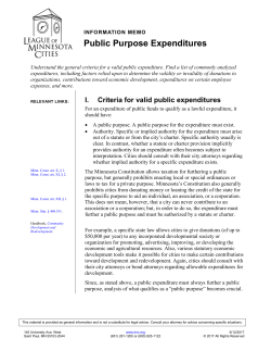 Public Purpose Expenditures - League of Minnesota Cities