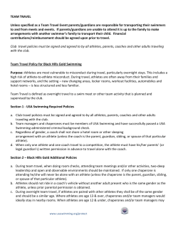 TEAM TRAVEL Unless specified as a Team Travel Event parents