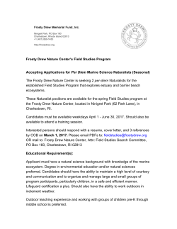 Frosty Drew Nature Center`s Field Studies Program Accepting