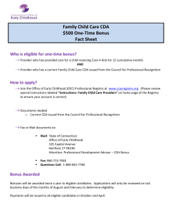 Family Child Care CDA $500 One-Time Bonus Fact