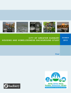 City of Greater Sudbury Housing and Homelessness Background