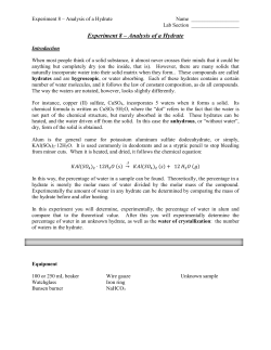 Experiment 8 - Analysis of a Hydrate