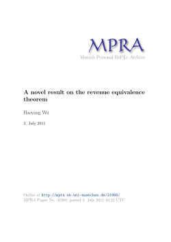 A novel result on the revenue equivalence theorem