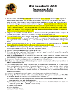 OWHA Sanction # 1617033