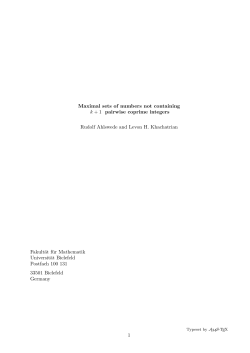 Maximal sets of numbers not containing k + 1 pairwise coprime