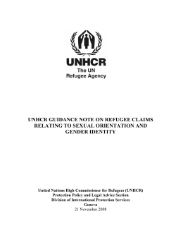 UNHCR Note on Refugee Claims related to Sexual
