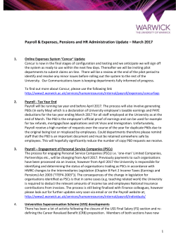 HR Shared Services Update March 2017