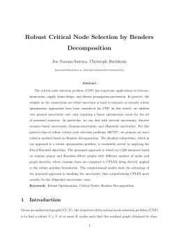 Robust Critical Node Selection by Benders Decomposition