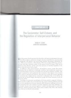 The Sociometer, Self-Esteem, and the Regulation of