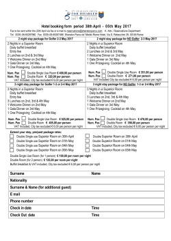 Hotel booking form period 30th April